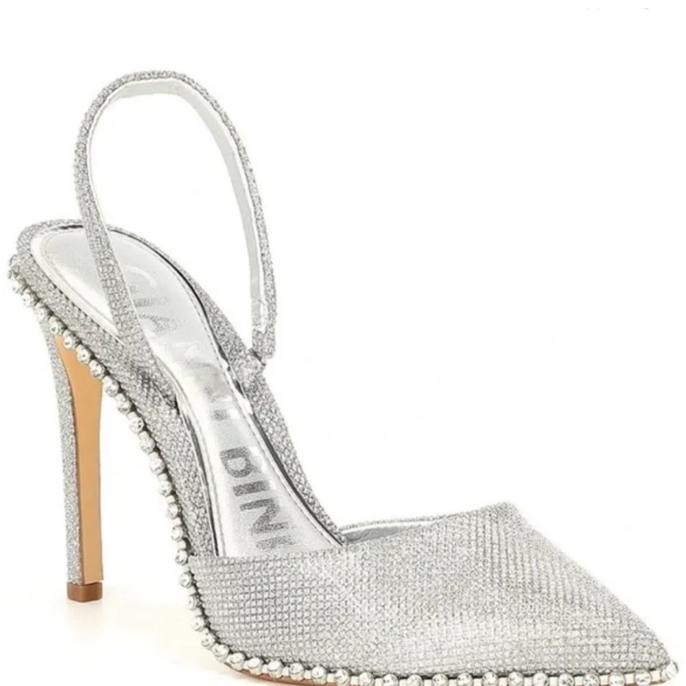 Silver Rhinestone Slingback Heels